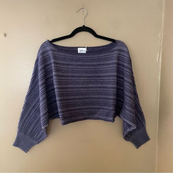 NWT Misa Nia top cropped knit sweater ribbed crocus Revolve M - Picture 6 of 8